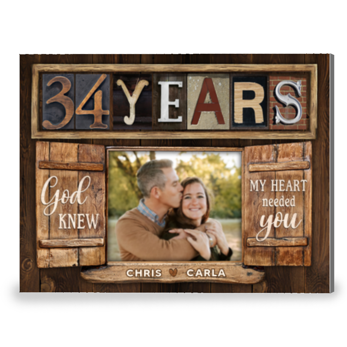 Loving 34 Years Anniversary Gift Window Frame Personalized Canvas Photo Print For Couple