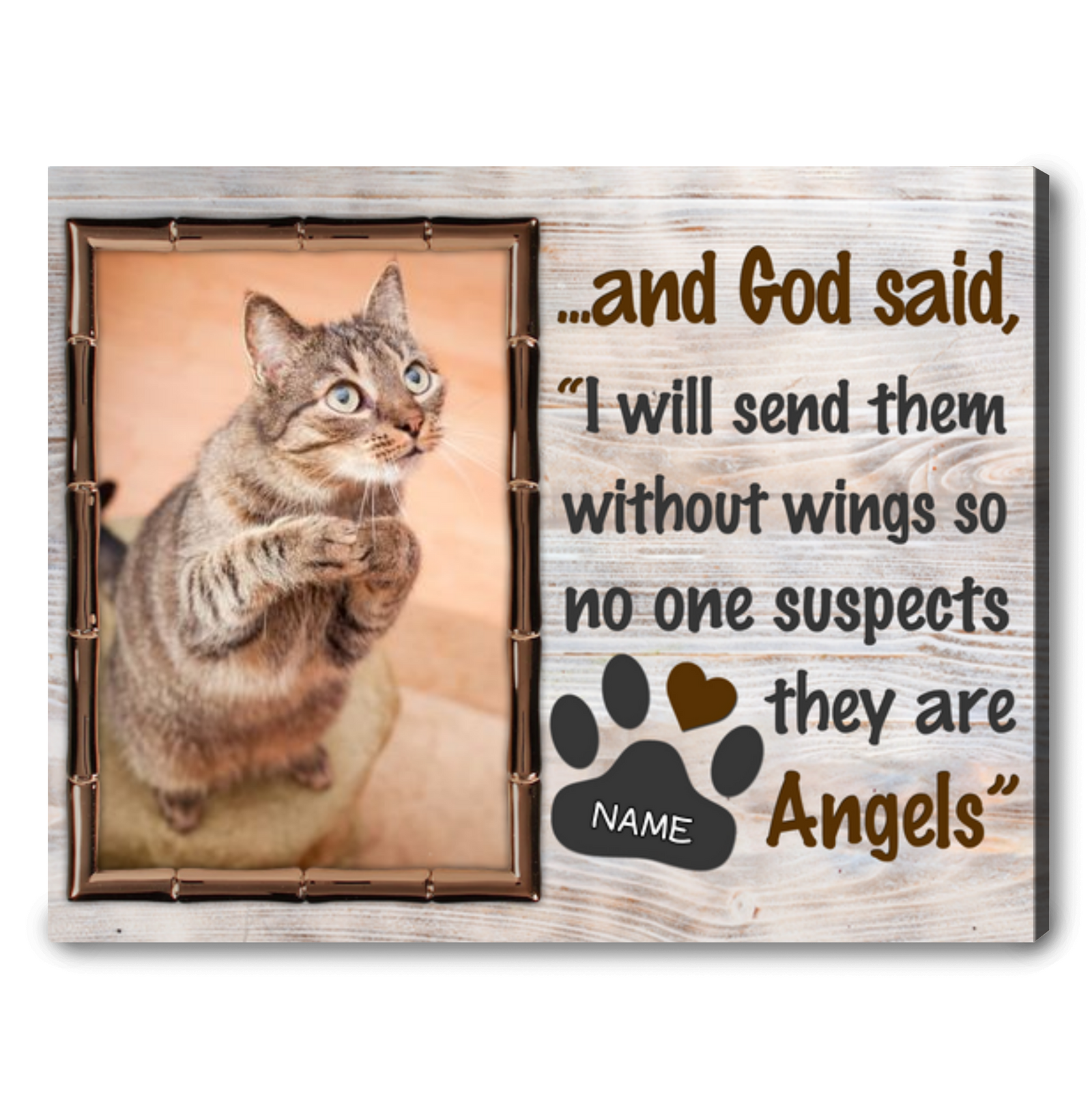 Best Pet Loss Sympathy Gifts Custom Pet Photo Canvas Print God Said I Will Send Them Without Wings Ohcanvas