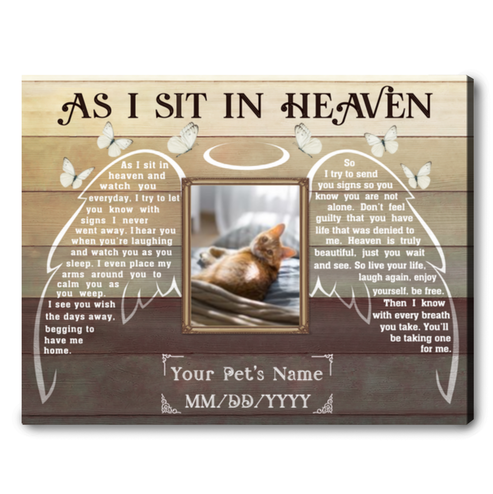 Pet Remembrance Gift Custom Pet Photo Canvas Print As I sit in Heaven
