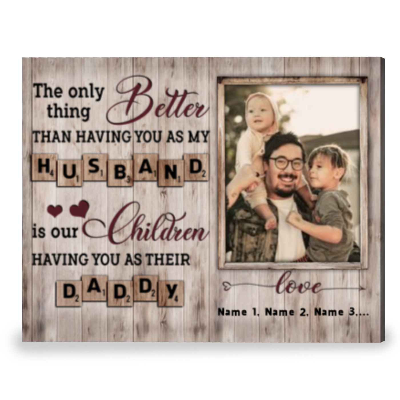 Custom Father's Day Gift Idea From Wife To Husband New Dad Gift Canvas