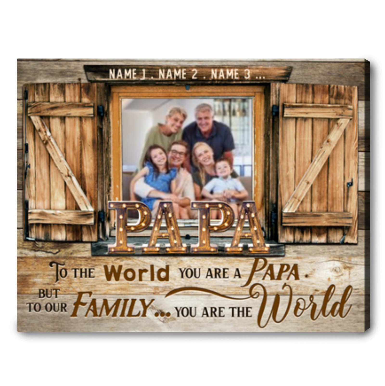Personalized Papa Photo Canvas Gift Fathers Day Gift From Grandchildren