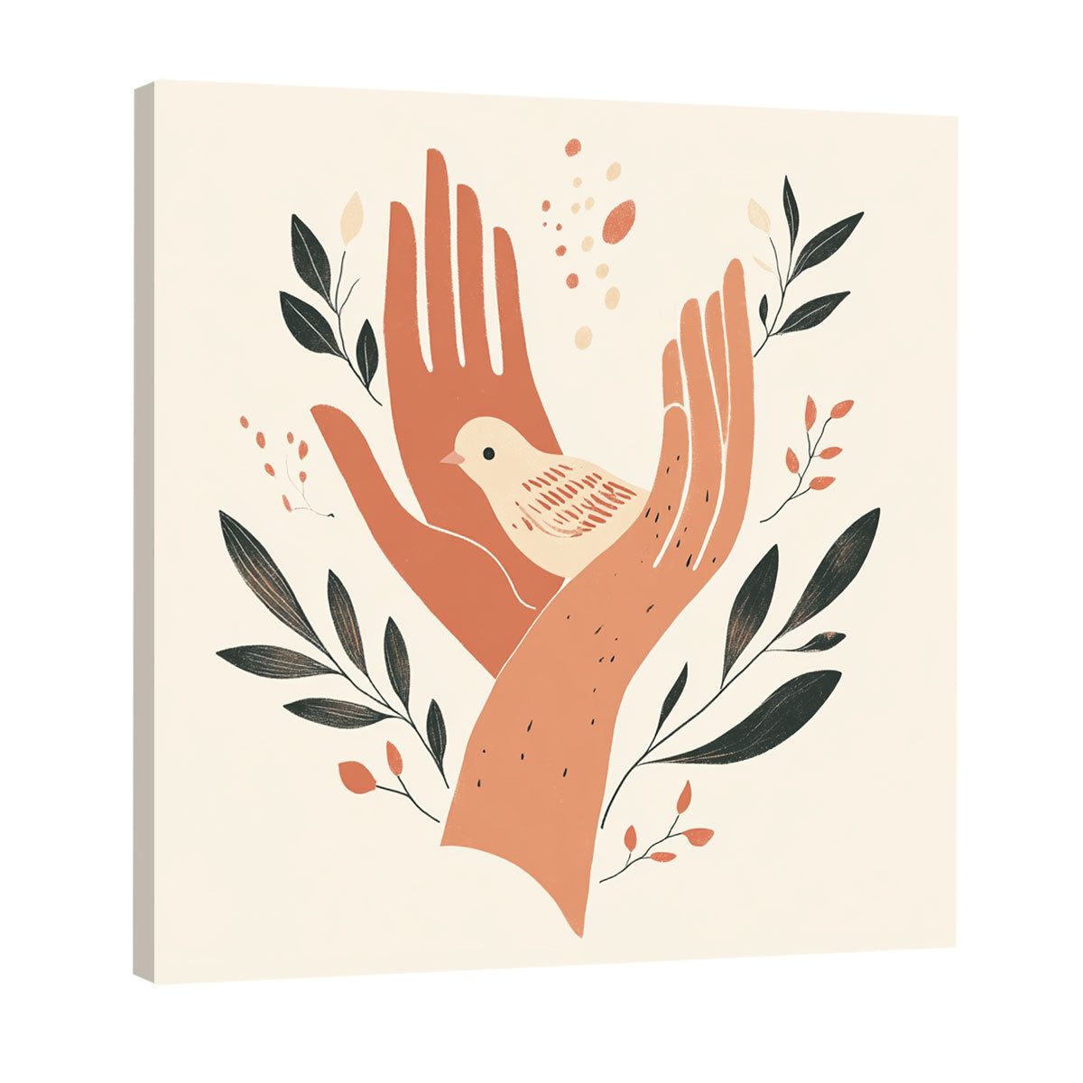 Gentle Hands and Bird Minimalist Canvas Art