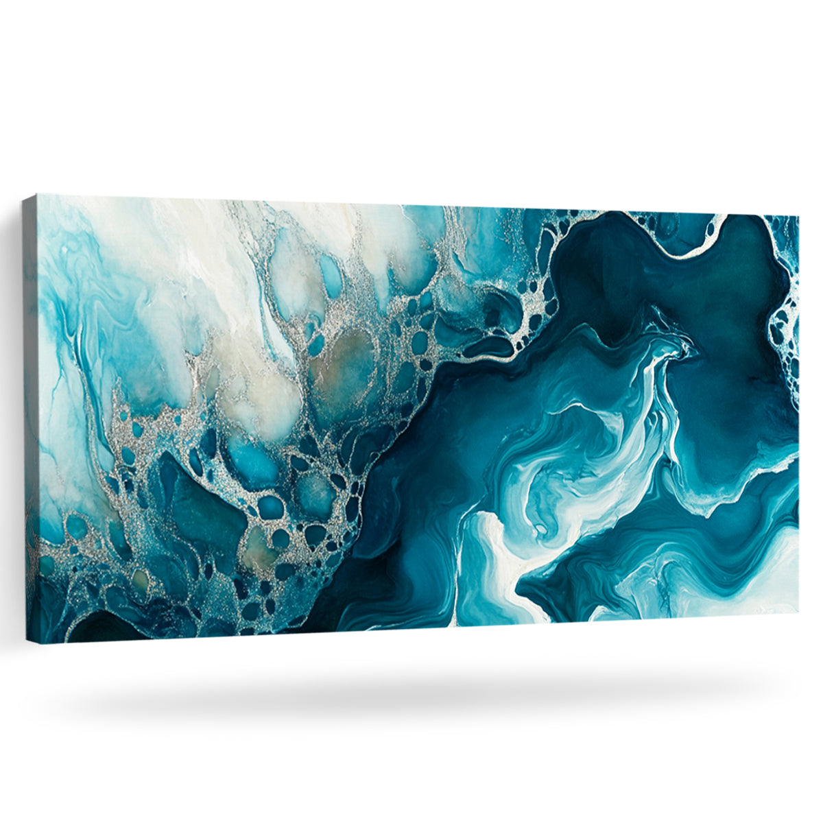 Aqua Dreams Fluid Art Abstract Canvas Wall Art