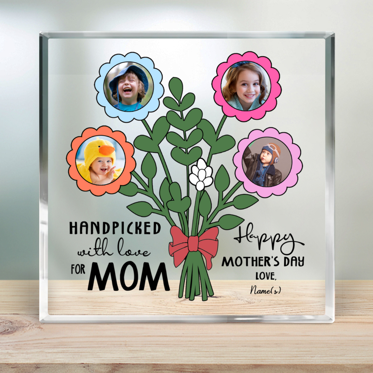 Happy Mother's Day Gift Custom Flower Bouquet Photo Acrylic Plaque 