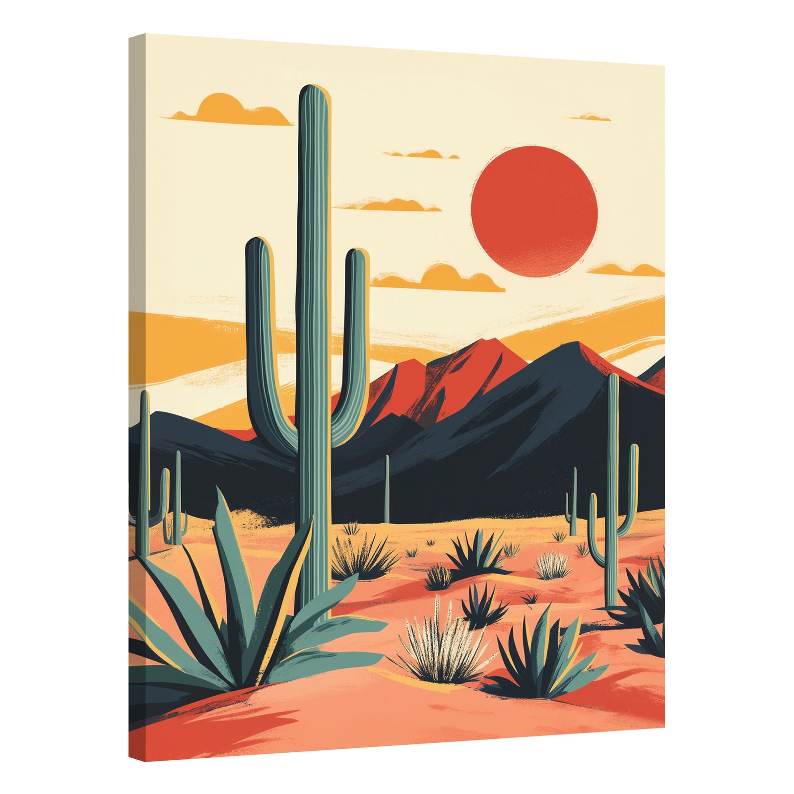 Arizona Art Colorful Desert Canvas Vintage Artwork