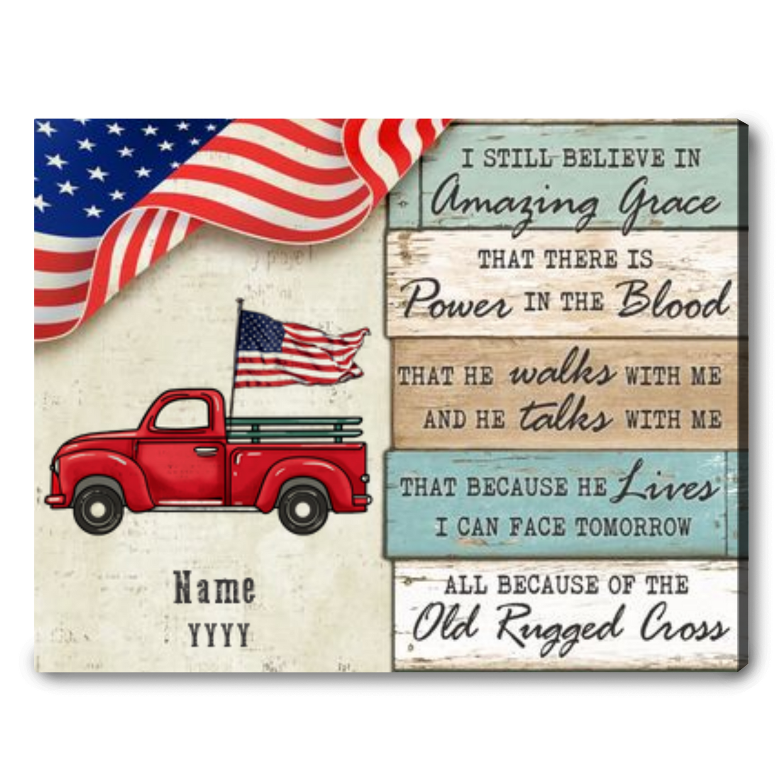 Christian Wall Art For Living Room Truck With American Flags Christian Family Decor