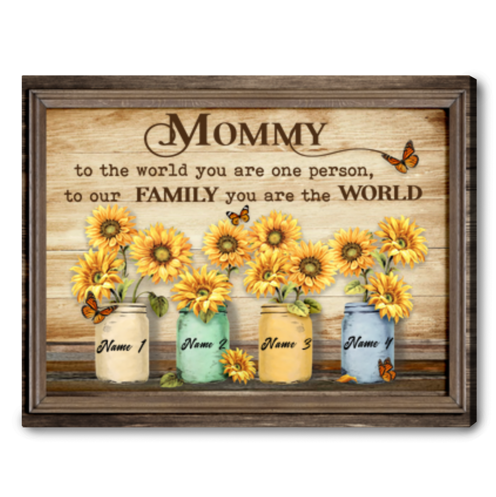 Personalized Gift For Mother's Day To Our Family You Are The World Canvas Art Print