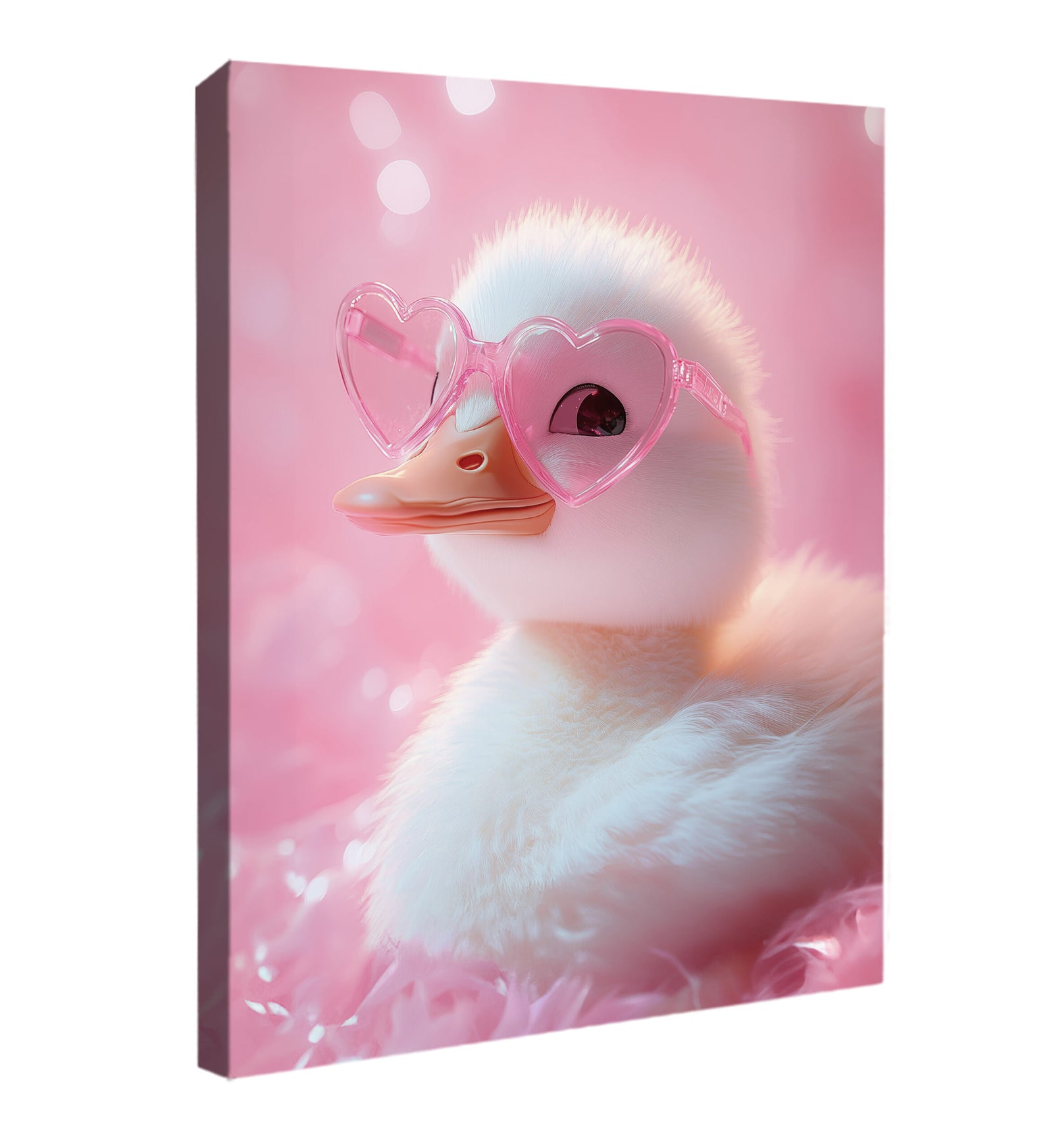 Cute Duck with Pink Heart Glasses Funny Bathroom Art