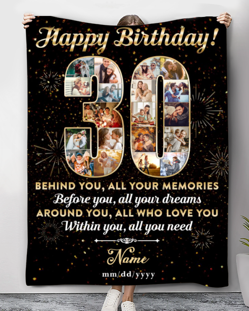 Personalized Photo Collage 30th Birthday Blanket Best 30th Birthday Gift Idea
