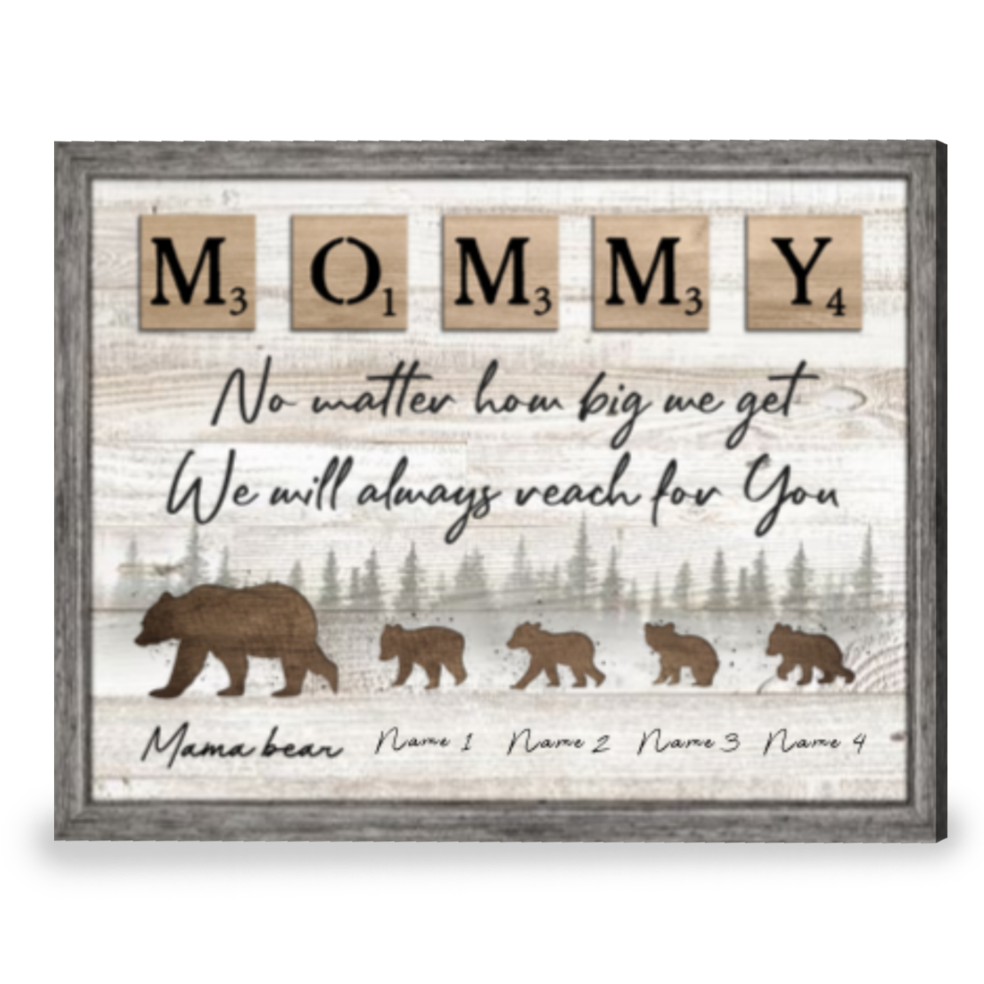 Customized Gift For Mother On Birthday Mama Bear And Cubs Canvas Print
