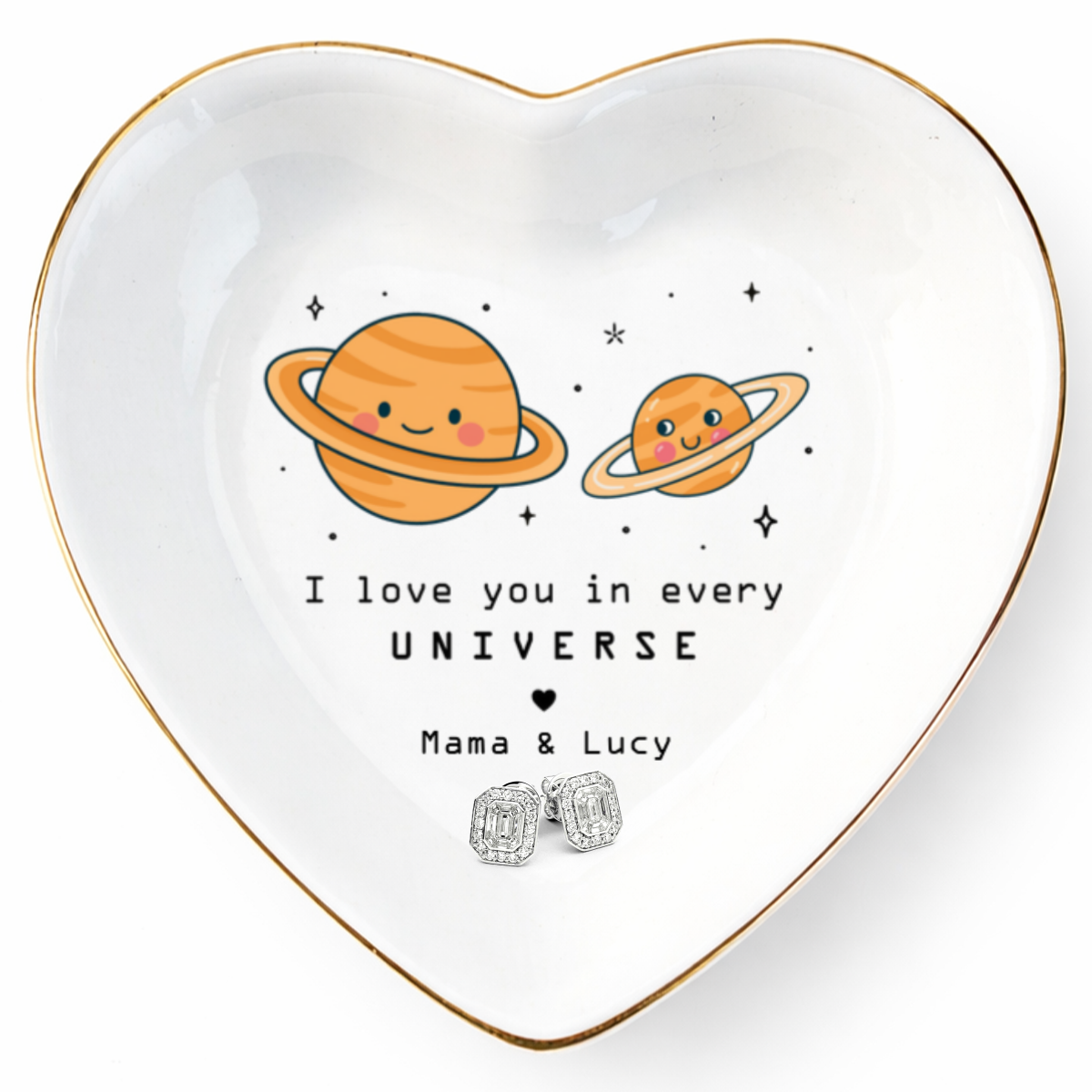 Personalized “I Love You In Every Universe” Planet Jewelry Dish