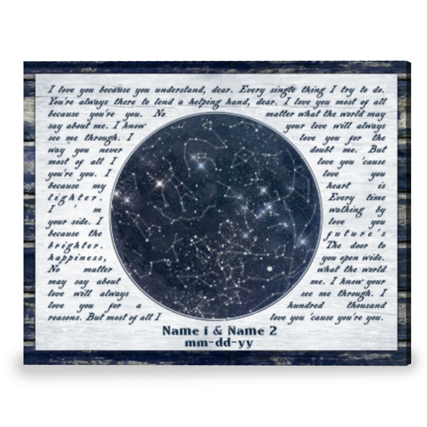 Best Anniversary Gift With Custom Star Map And Lyric Song Canvas Print