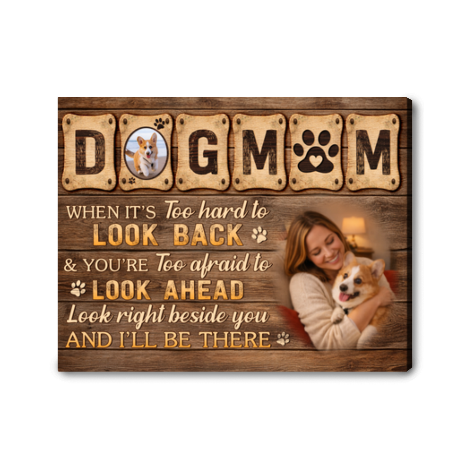 Personalized Dog Mom Canvas Wall Art Custom Dog Lover Name Gift Print
