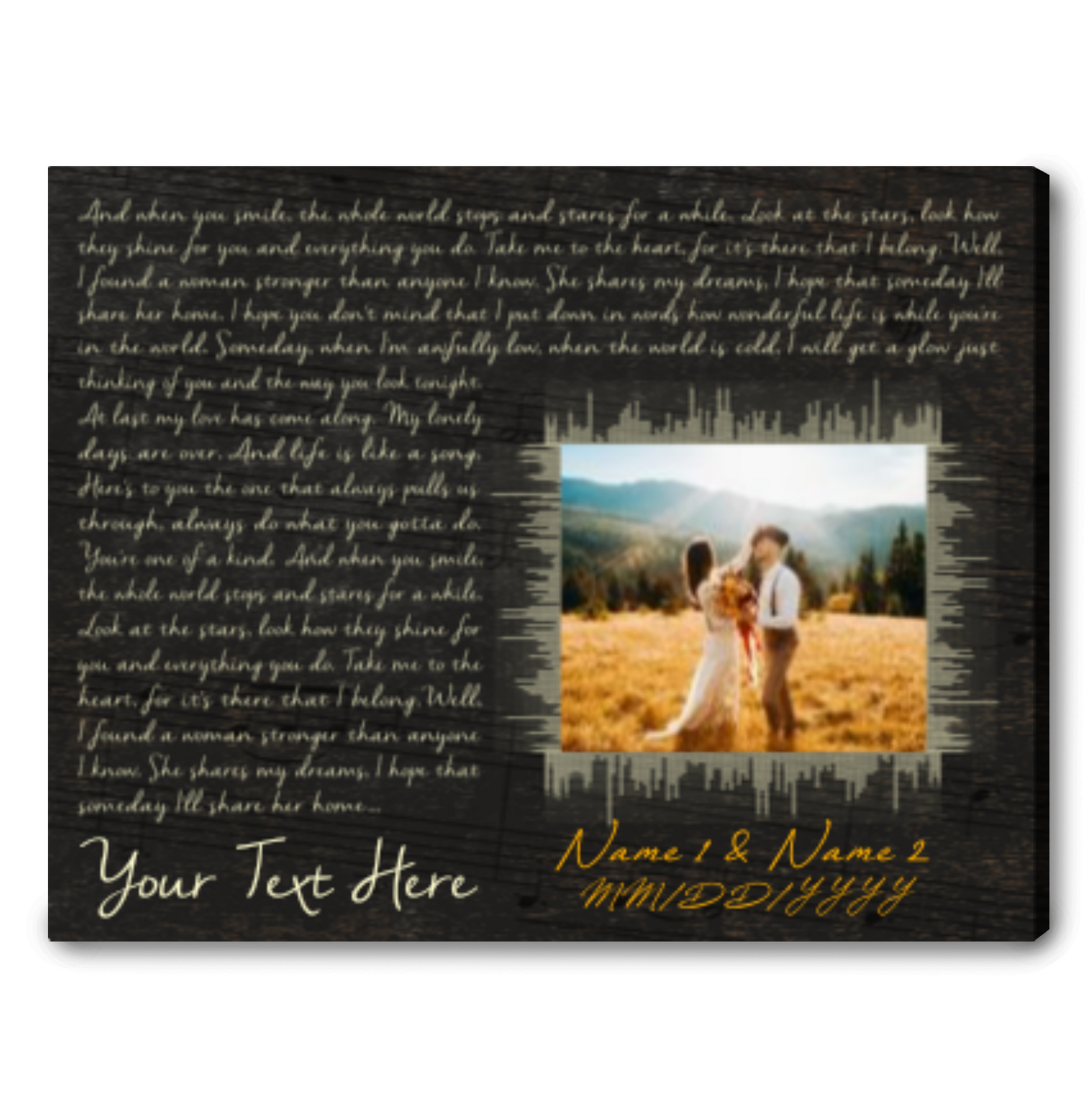 Personalized Song Lyrics On Canvas Anniversary Gift Personalized Lyrics Gift Wall Art