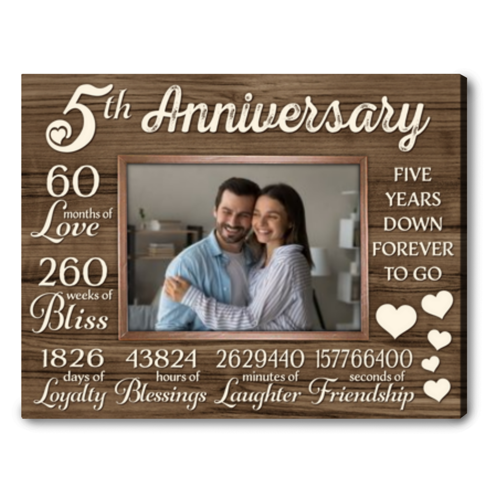 5 Years Of Husband and Wife 5th Anniversary Custom Canvas Gift
