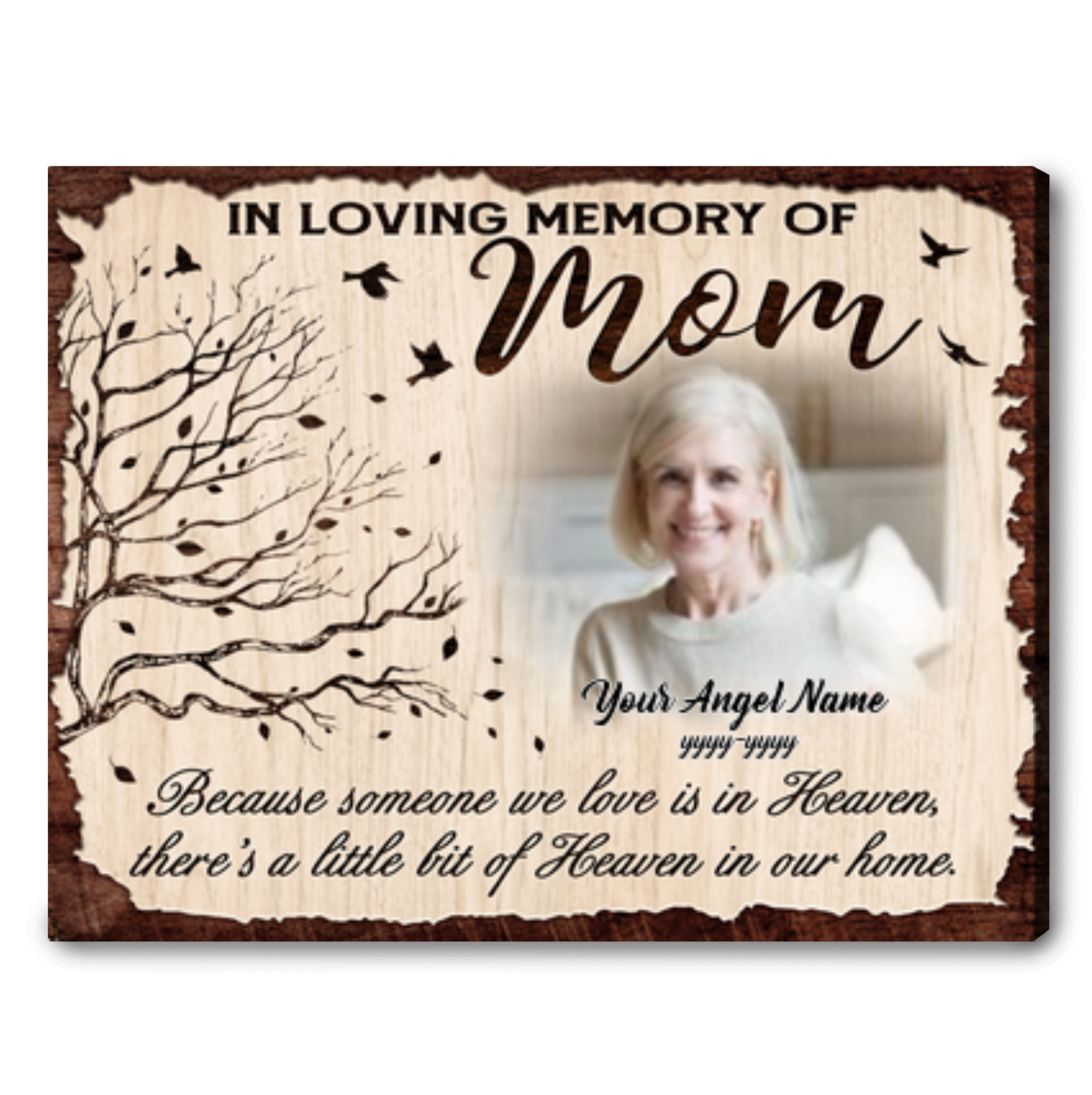 Personalize Mom Memorial Gift Sympathy Picture Canvas Wall Art
