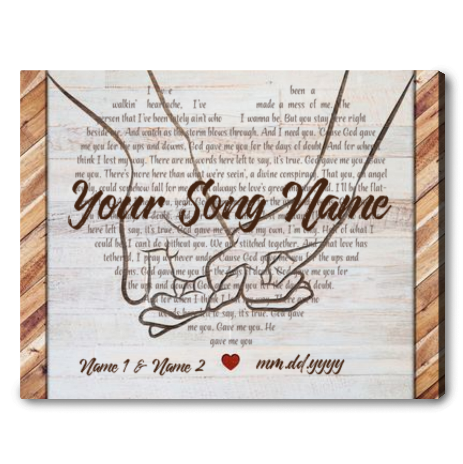Custom Song Lyrics Gift Wedding Anniversary Canvas Wall Art