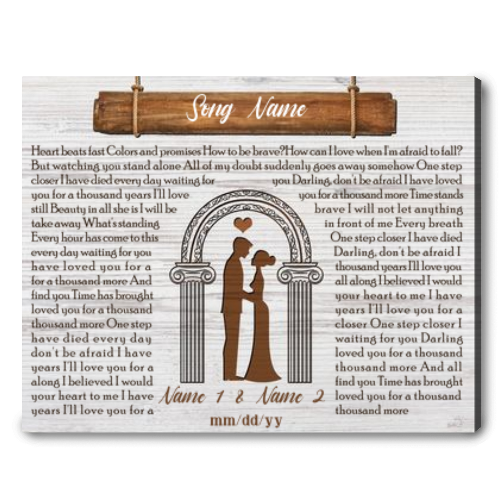 Personalized Gift Idea For Wedding Song Lyrics Canvas Print 