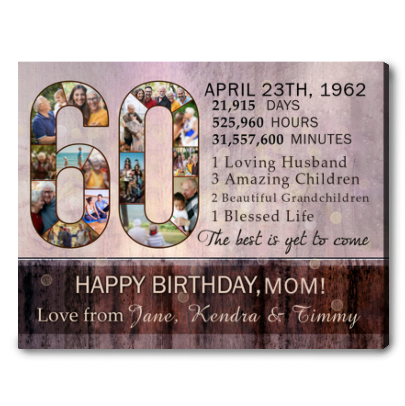 Meaningful Gifts For 60th Birthday Woman Custom Photo Collage Canvas