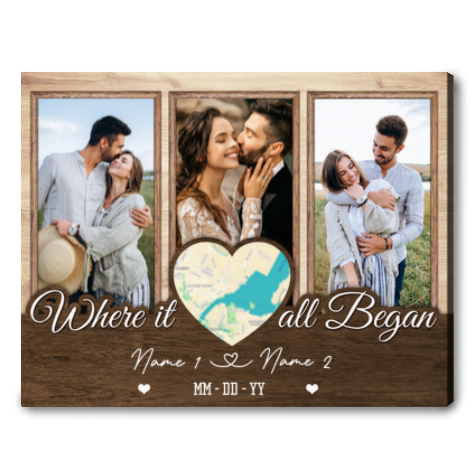 Best Anniversary Gift For Couple Customized Location Map Canvas Print