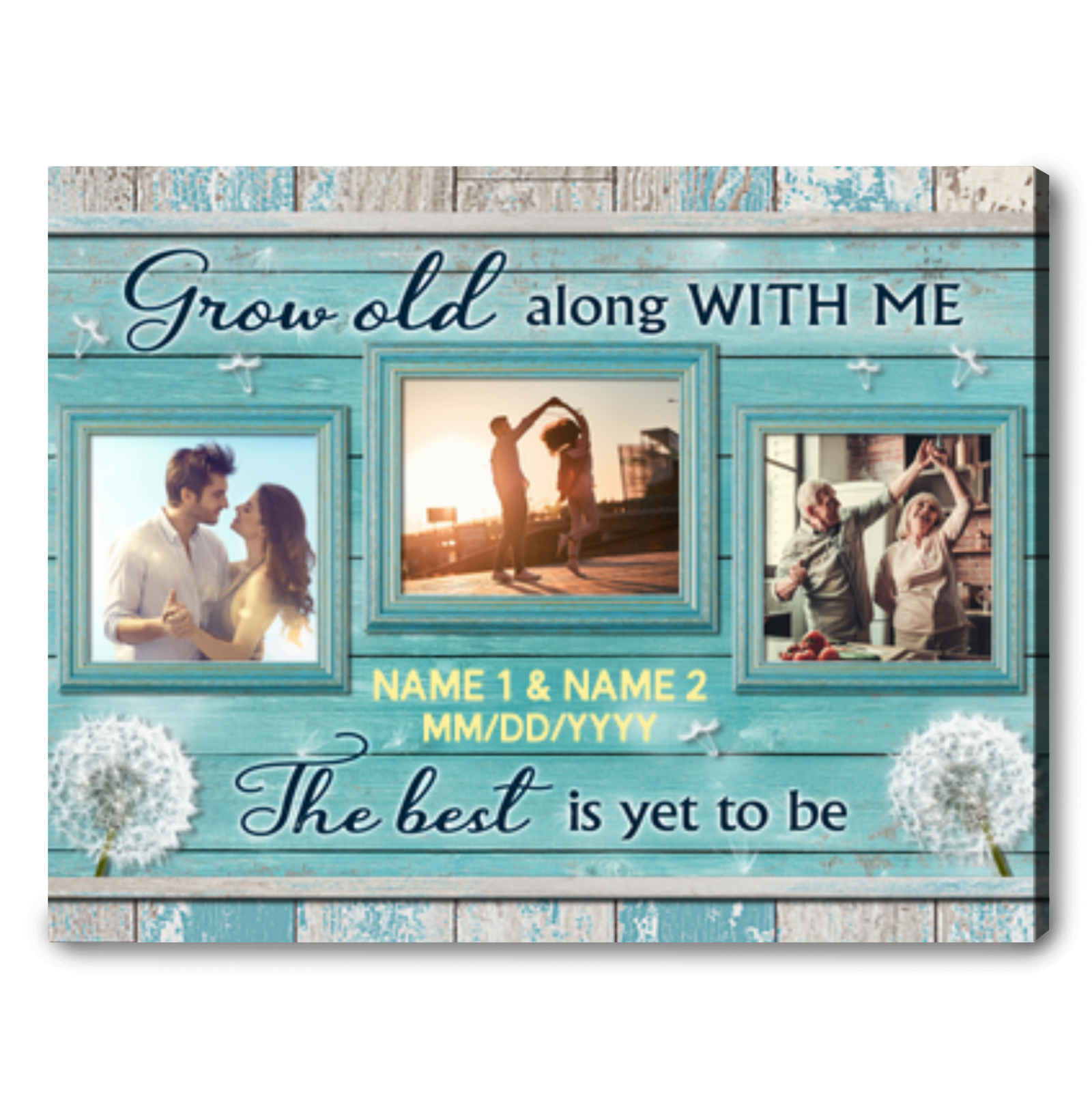 Custom Anniversary Gift For Married Couple Grow Old Along With Me Canvas