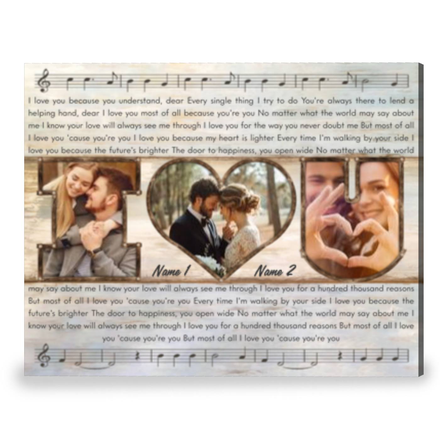 Song Lyrics Gift Meaningful Anniversary Photo Gift Personalized Canvas Print