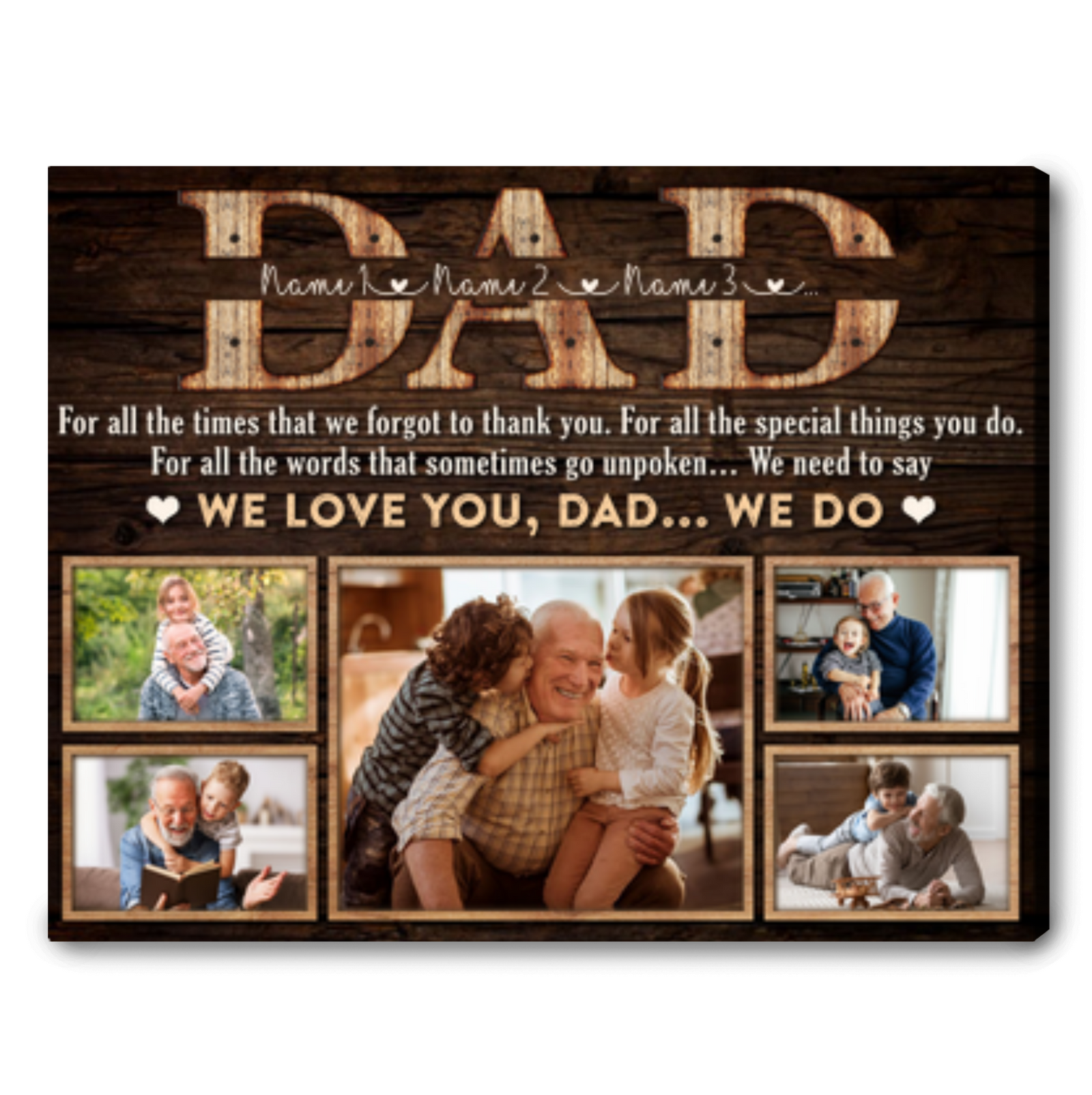 Sentimental Father's Day Gift Custom Photo Dad Canvas Wall Art