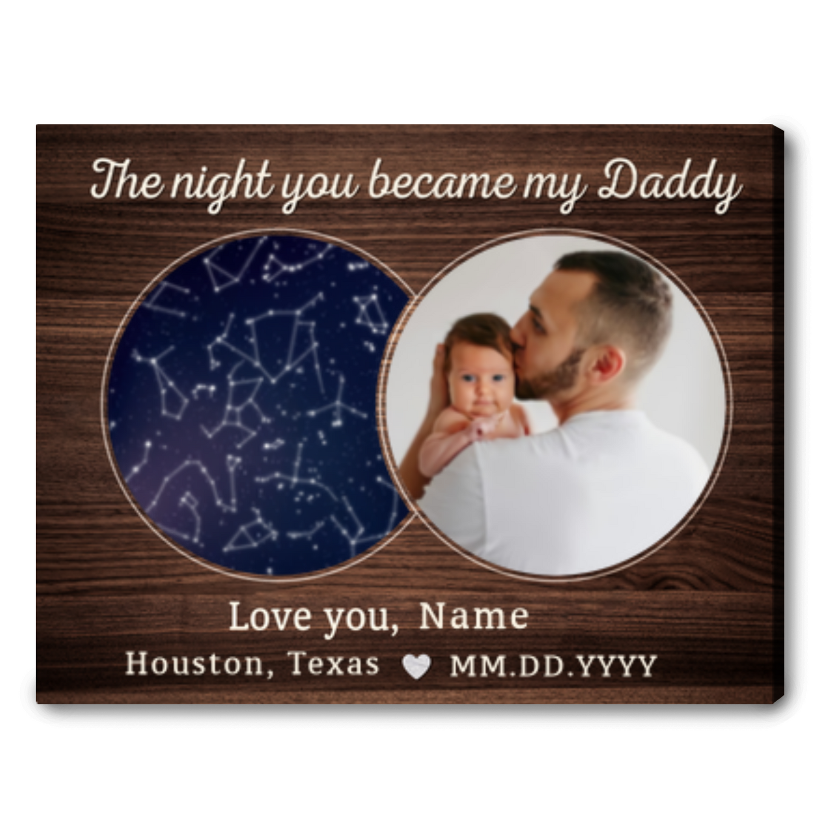 Personalized Gift For Daddy Star Map Canvas Print The Stars On The Day You Became My Dad
