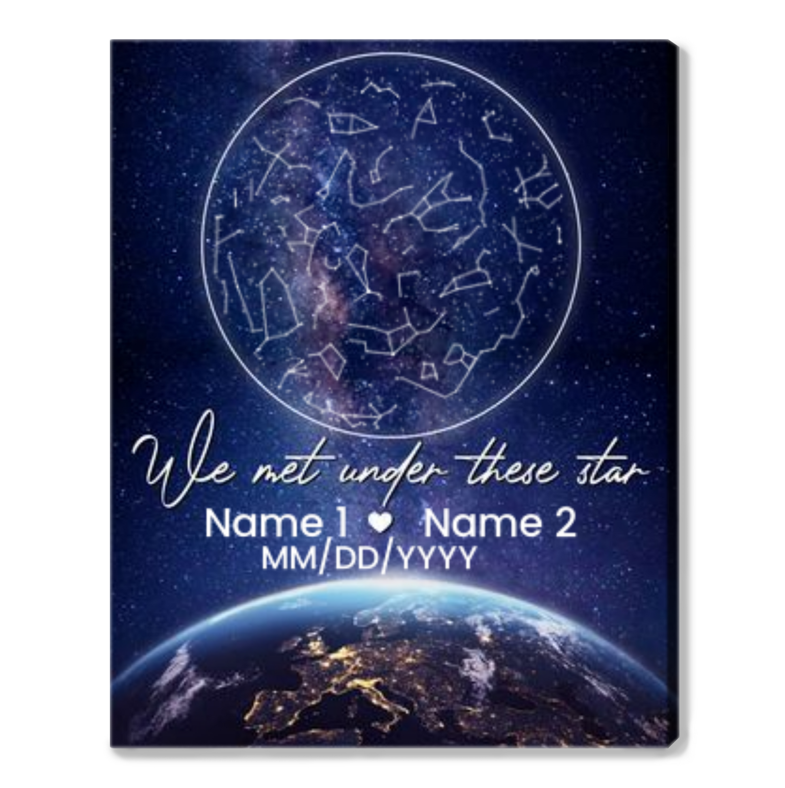 Custom Night Star Map Canvas Wall Art Special Gift For Couple We Met Under These Stars