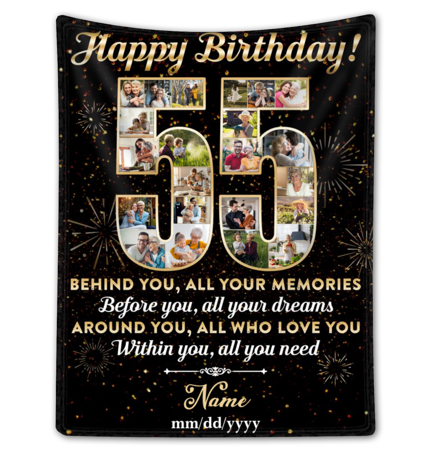 Personalized Photo Collage 55th Birthday Blanket Best 55th Birthday Gift Idea