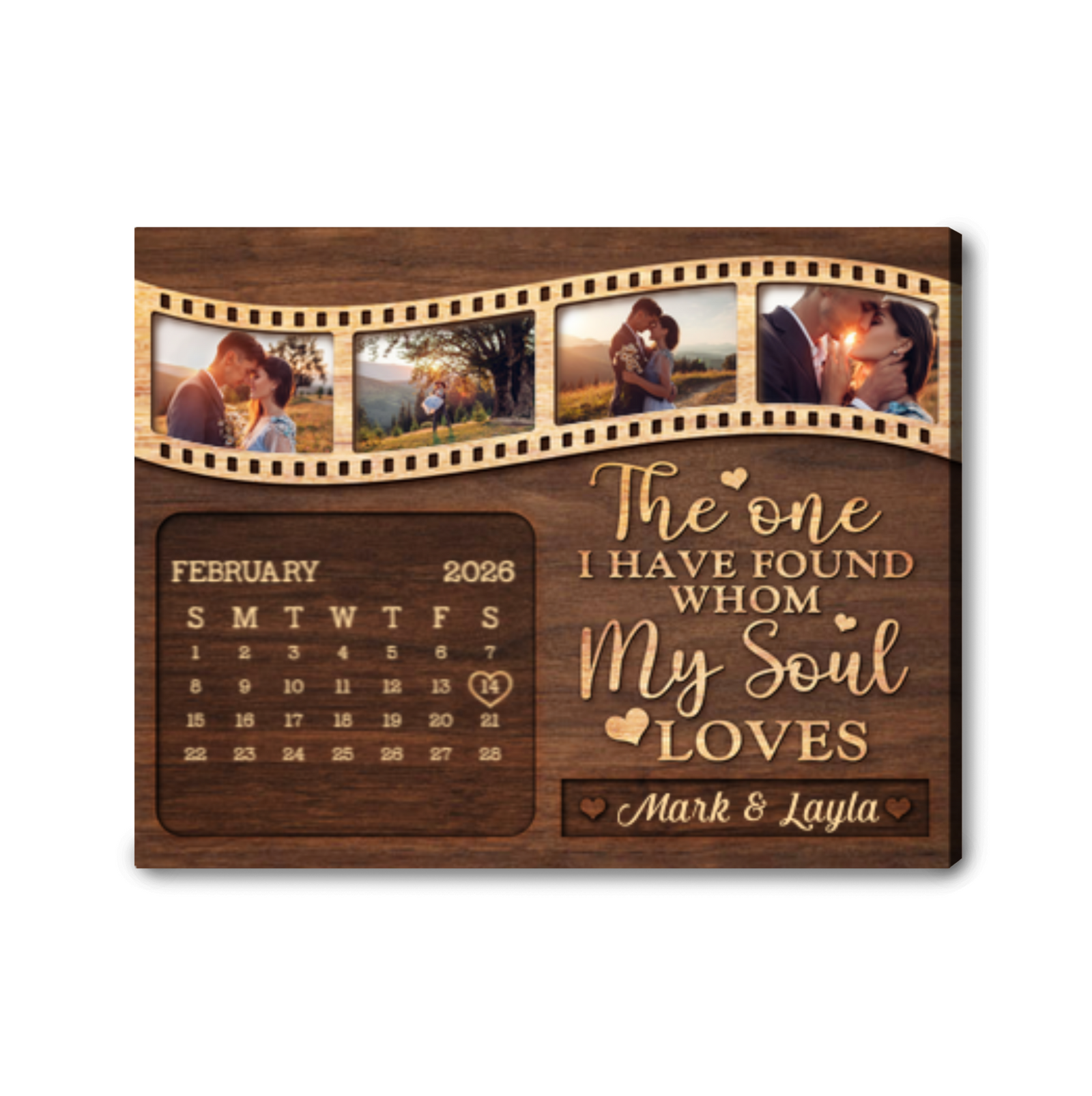 Personalized Film Strip Save The Date Canvas Print Gift for Valentine’s Day