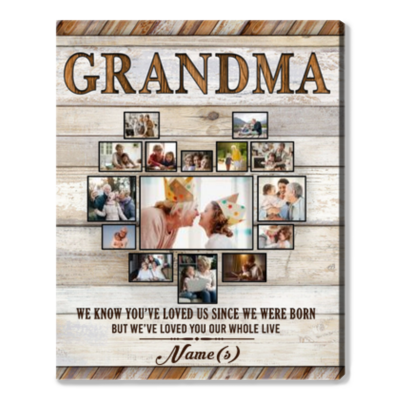 Unique Mother's Day Gift Custom Photo Collage Grandma Canvas Print