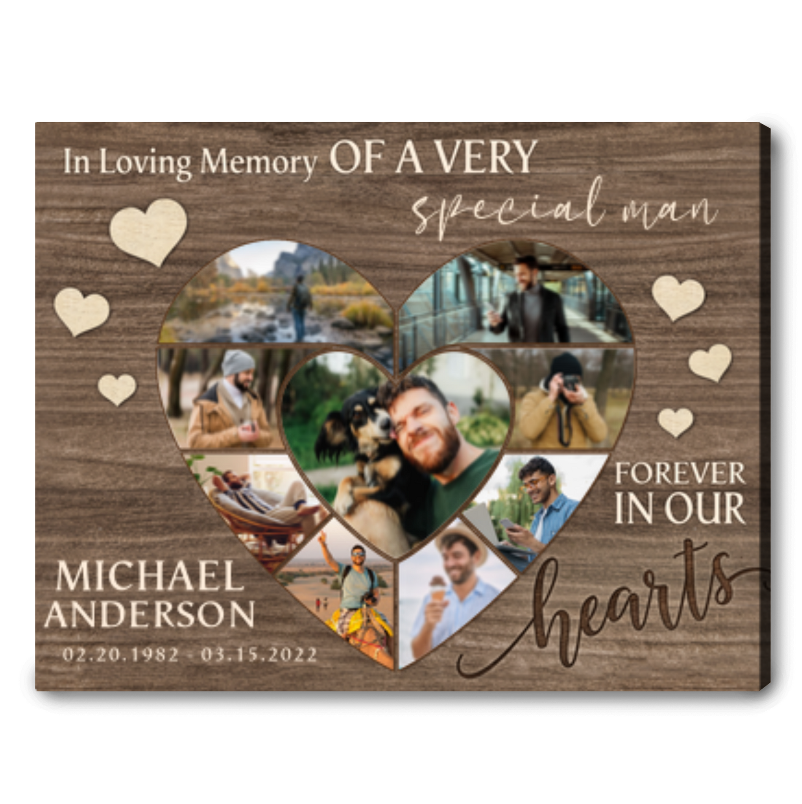 Personalized Memorial Gifts For Loss Of Brother Heart Shape Canvas