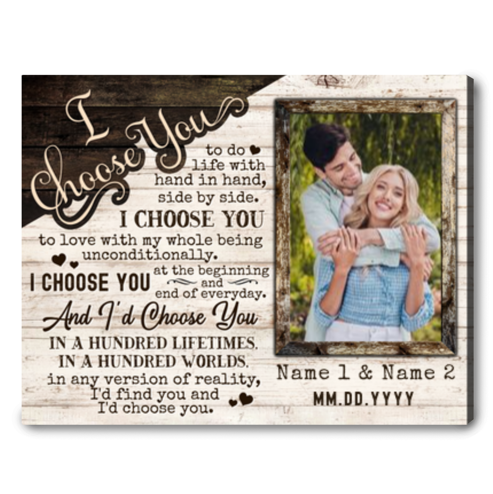 Custom Photo I Choose You Canvas Sentimental Gift For Couples