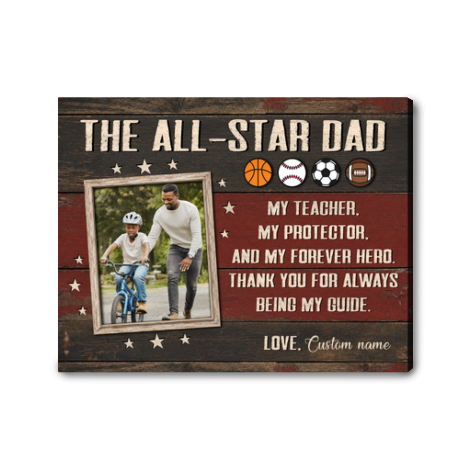 Personalized All-Star Dad Canvas Custom Photo Father's Day Gift From Kids
