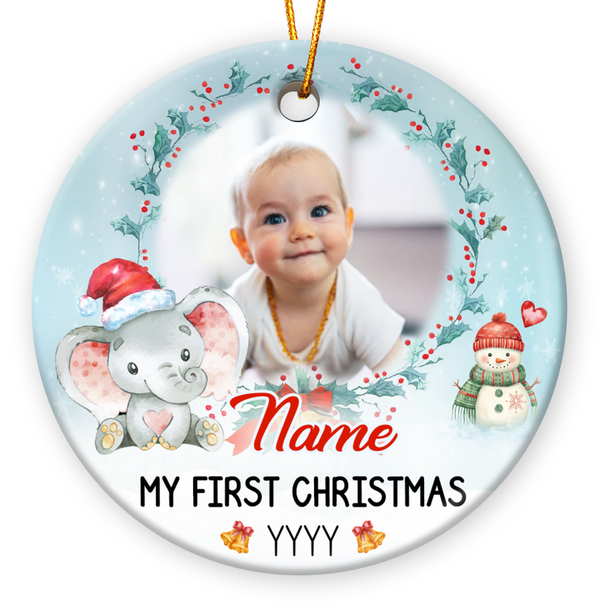 Custom Photo Baby's First Christmas Ornament Cute Xmas New Baby Gift