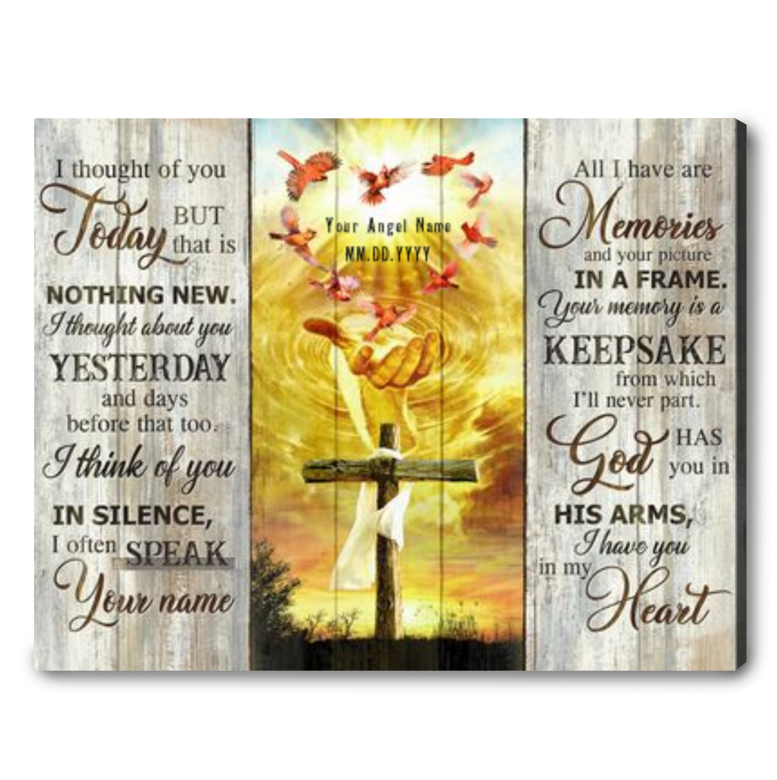 Unique Memorial Gift Idea Personalized Sympathy Canvas Wall Art