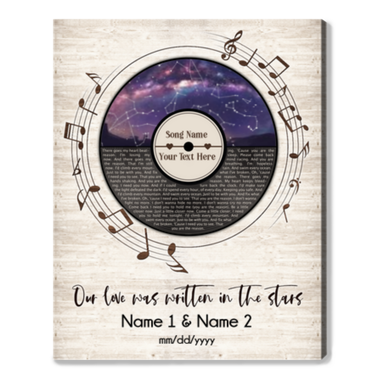 Personalized Sky Star Map Gift Canvas Print Song Lyrics Gift For Couple