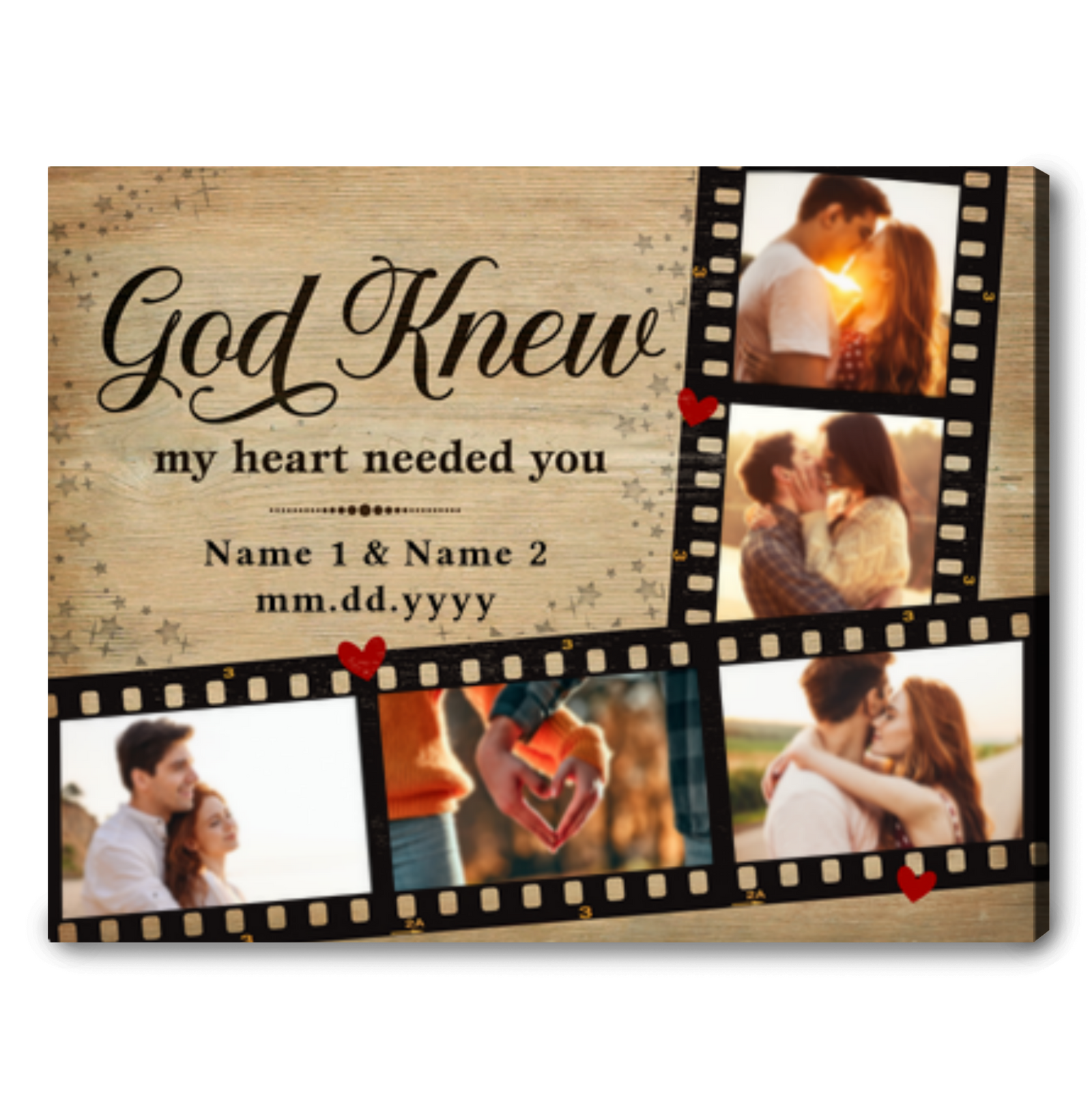 Unique Gift For Couple On Christmas Custom Photos Canvas Print