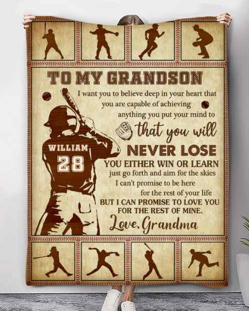 Personalized To My Grandson Baseball Blanket From Grandma Gift For Grandson