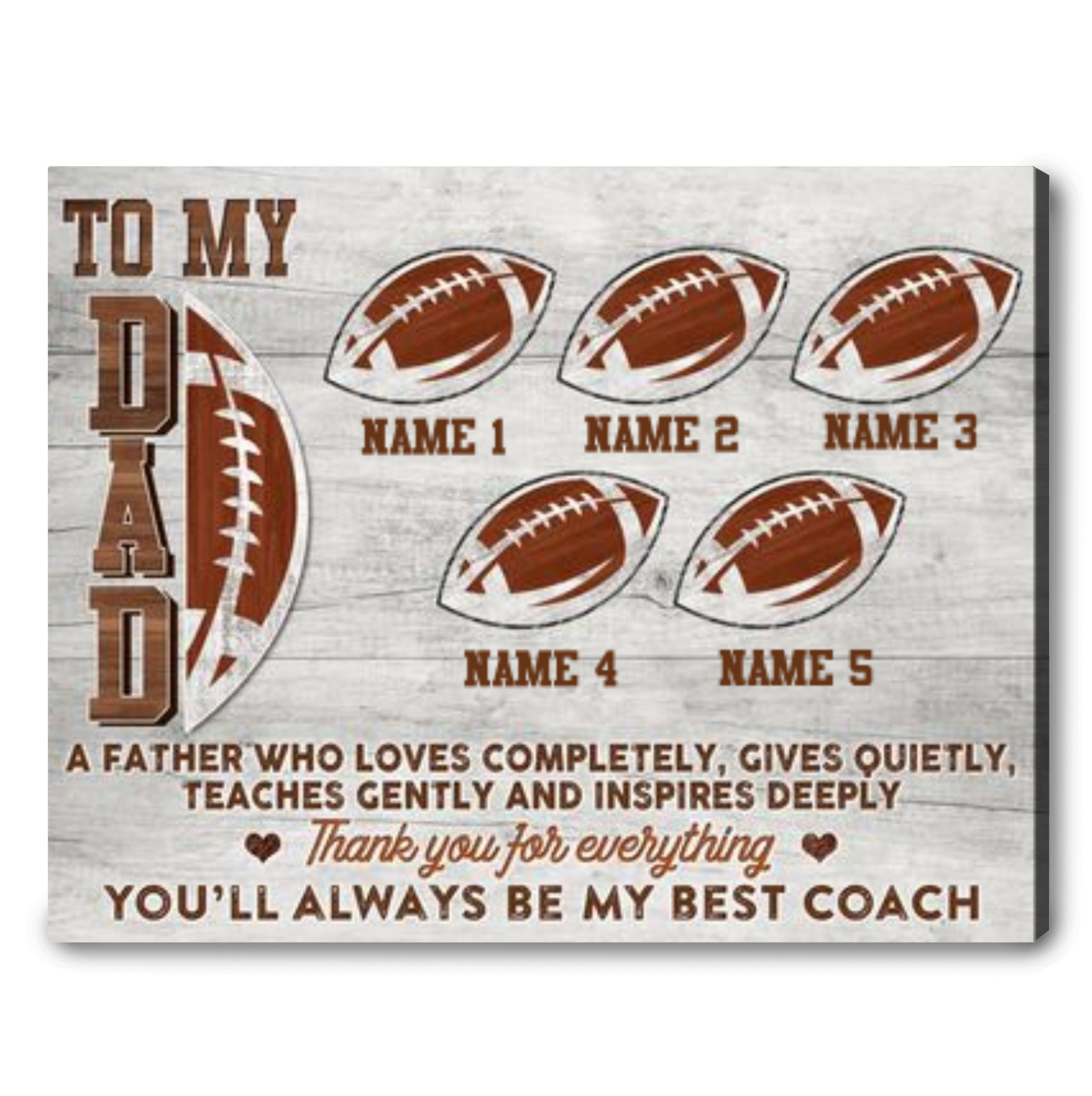 Custom Football Father’s Day Gift American Football Dad Canvas Print