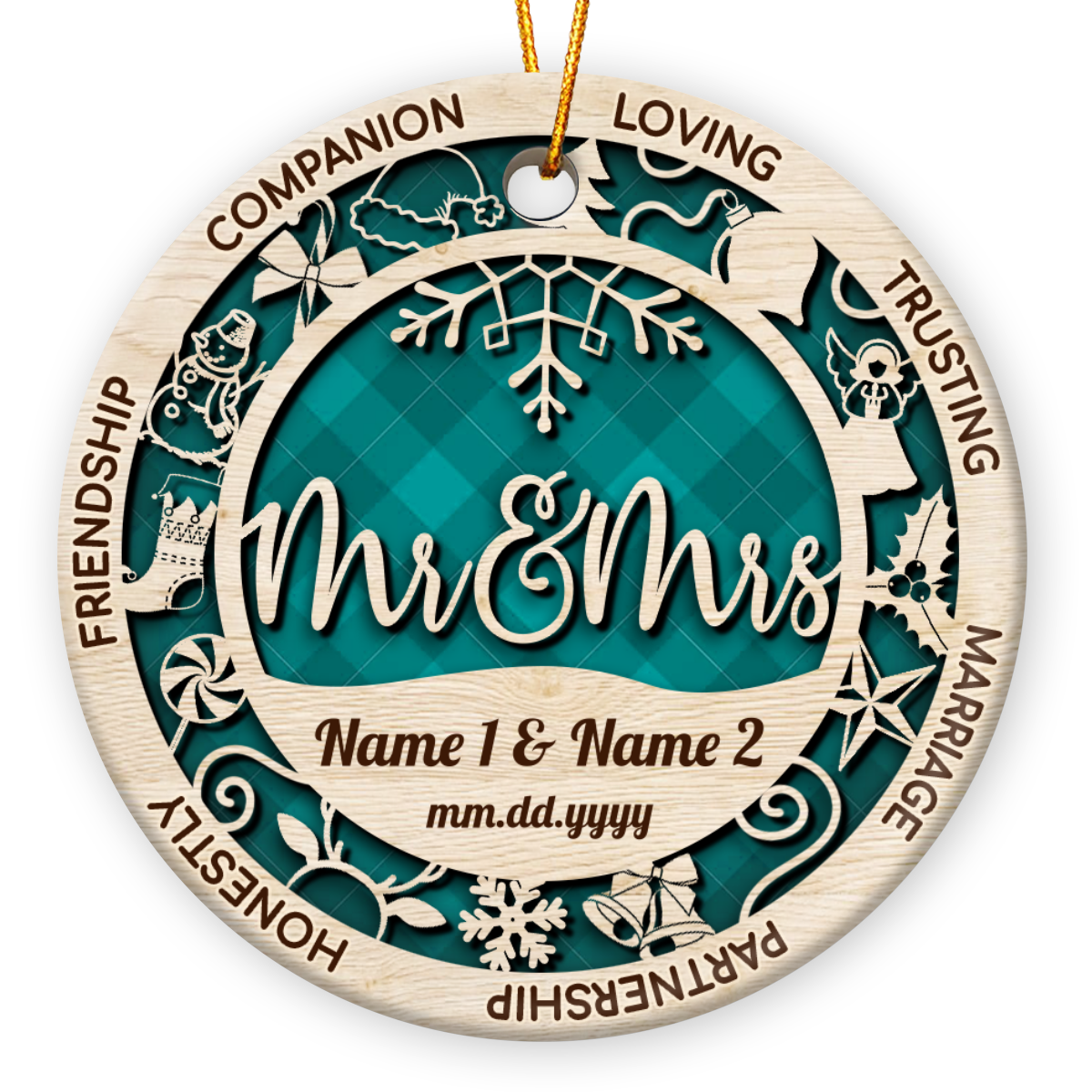 Unique Gift For Married Couples Personalized Mr and Mrs Christmas Ornament