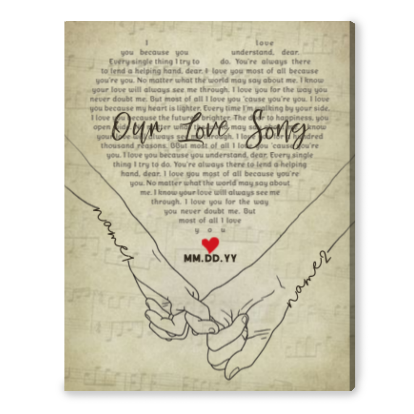 Customized Anniversary Gift Song Lyrics Gift Pinky Promise Canvas Print