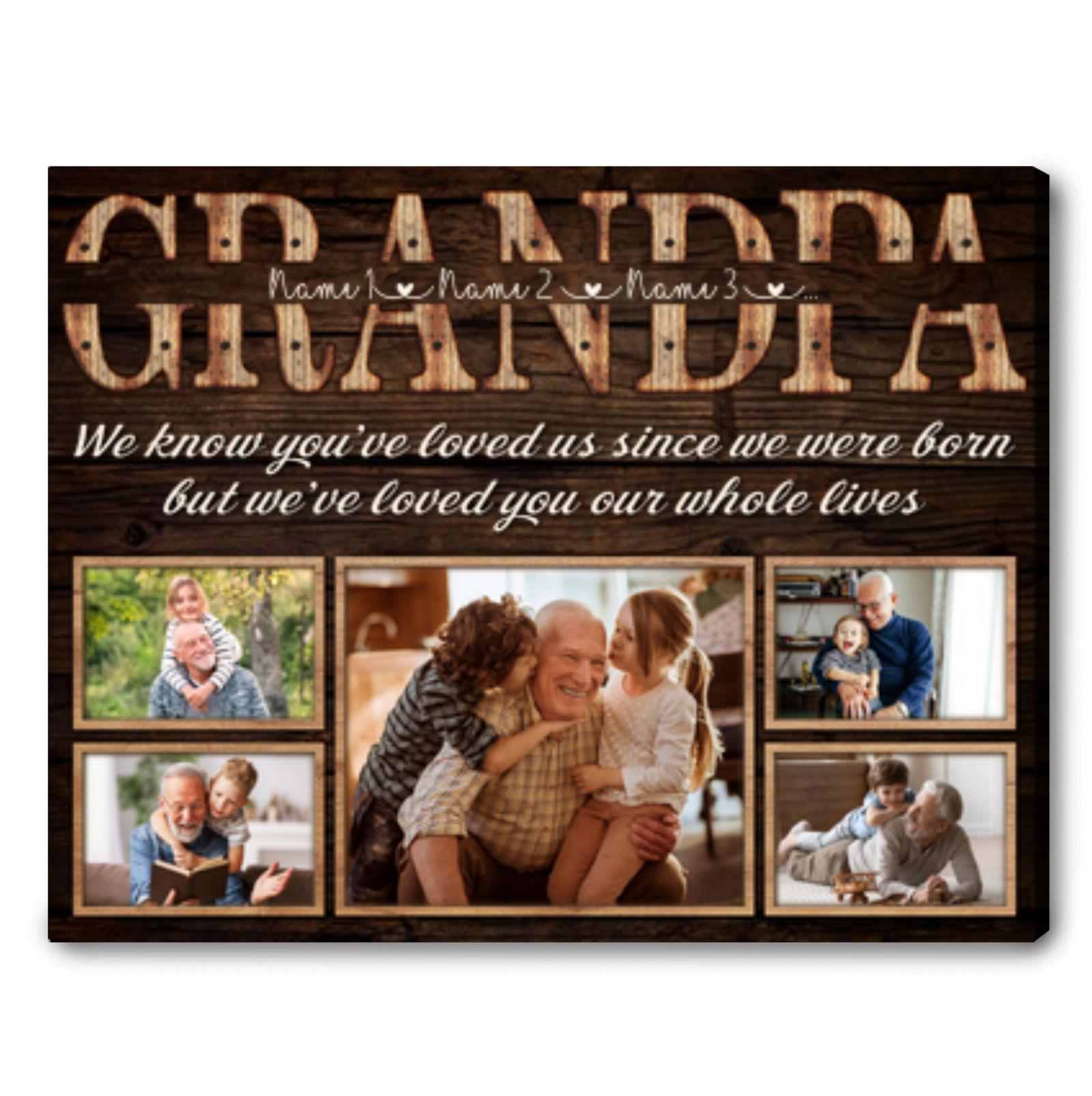 Custom Photo Grandpa Canvas Grateful Father's Day Gift For Grandpa