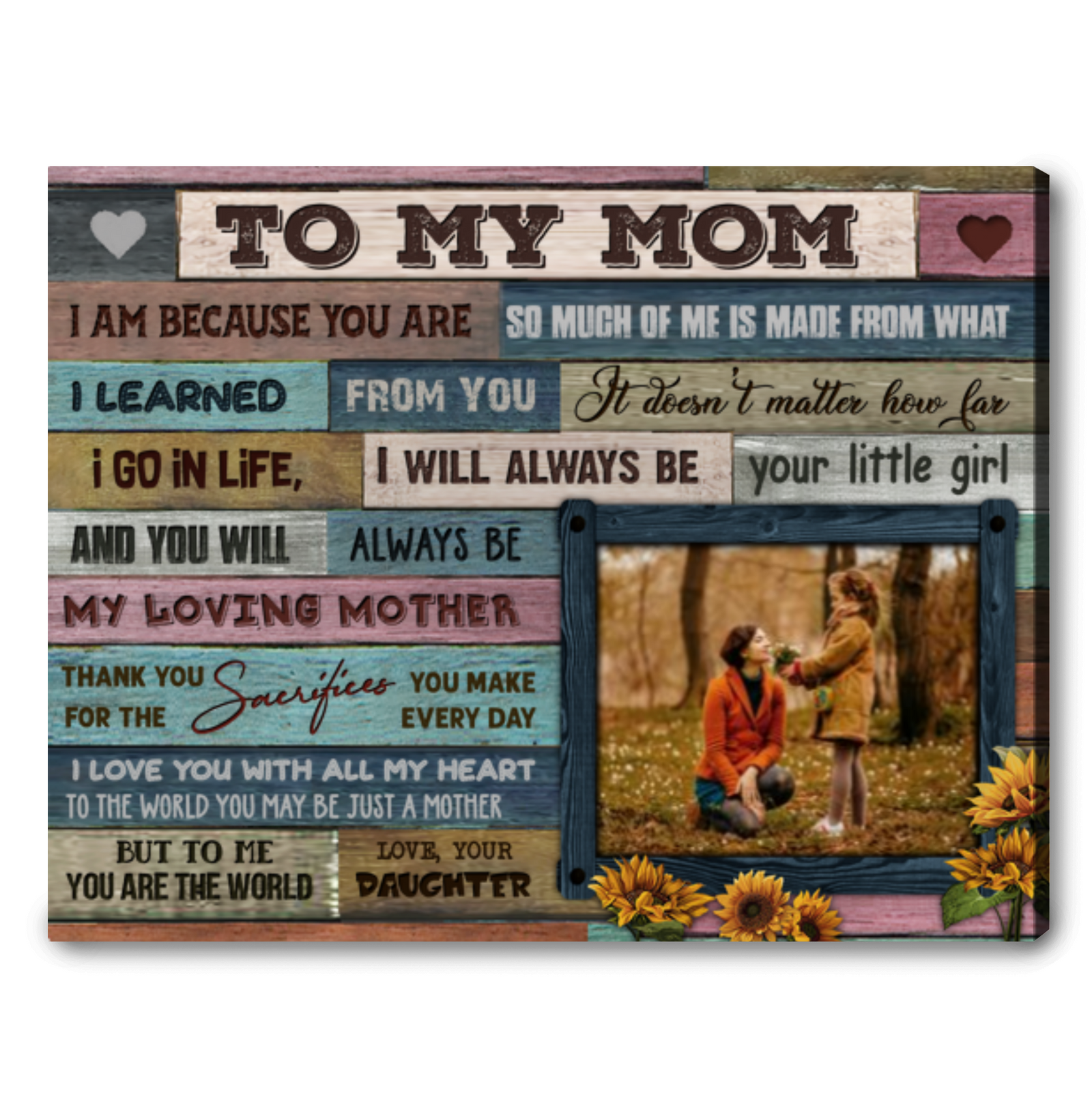 Meaningful Gift For Mom Custom Photo Gift To My Mom Canvas Wall Art