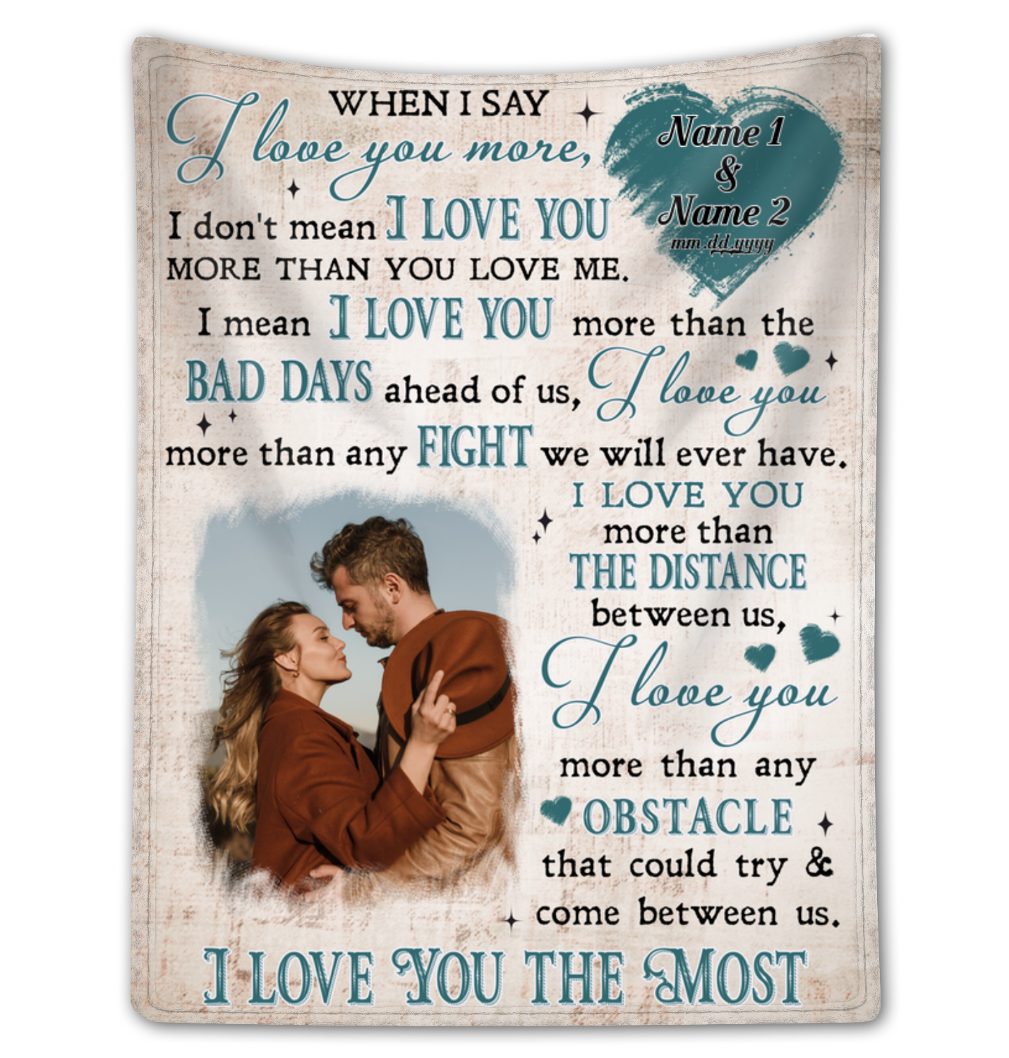 Unique Gift For Couples Anniversary Custom When I Say I Love You More Blanket