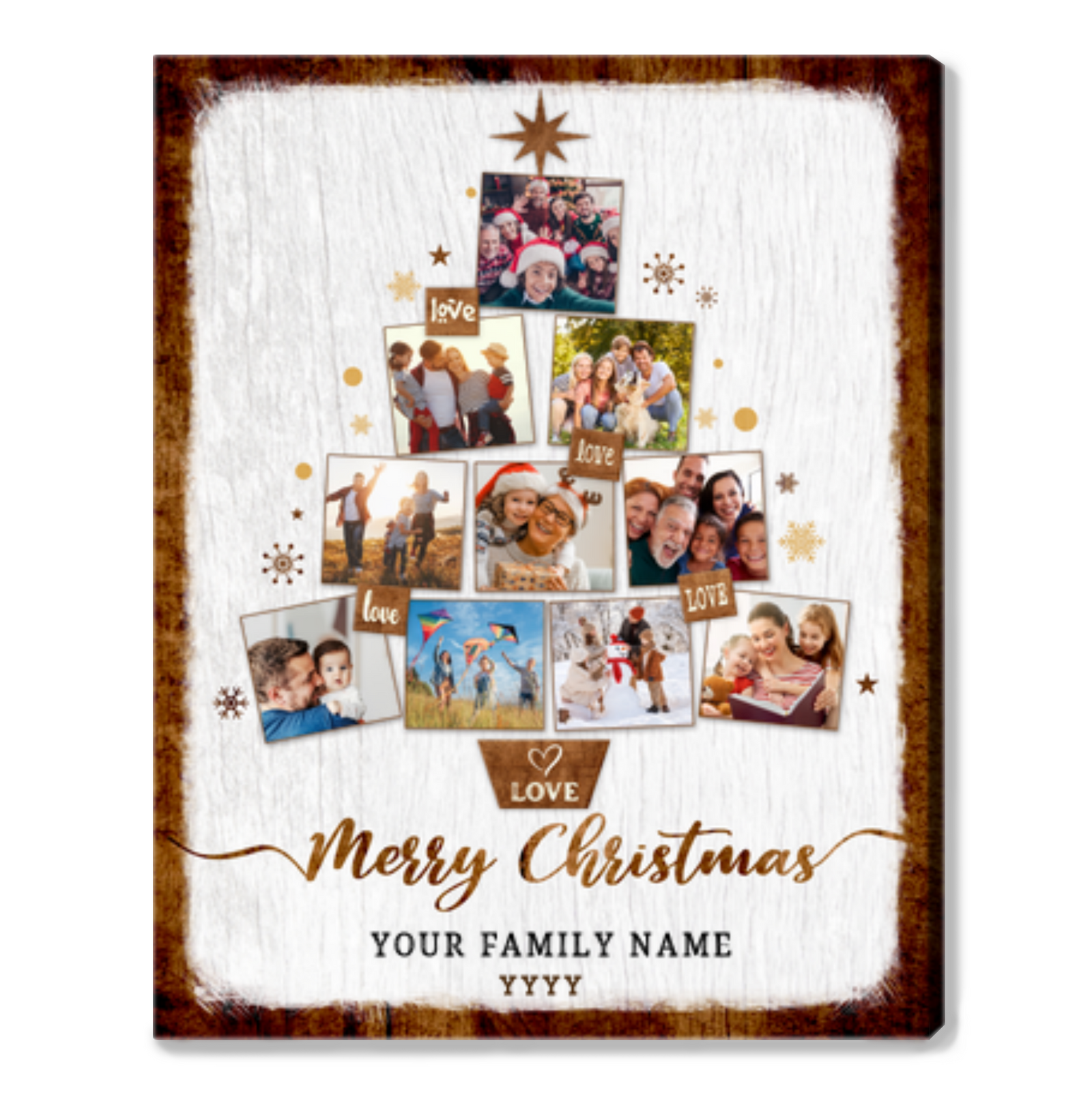 Custom Christmas Tree Photo Collage Canvas Print Unique Family Gift Ideas
