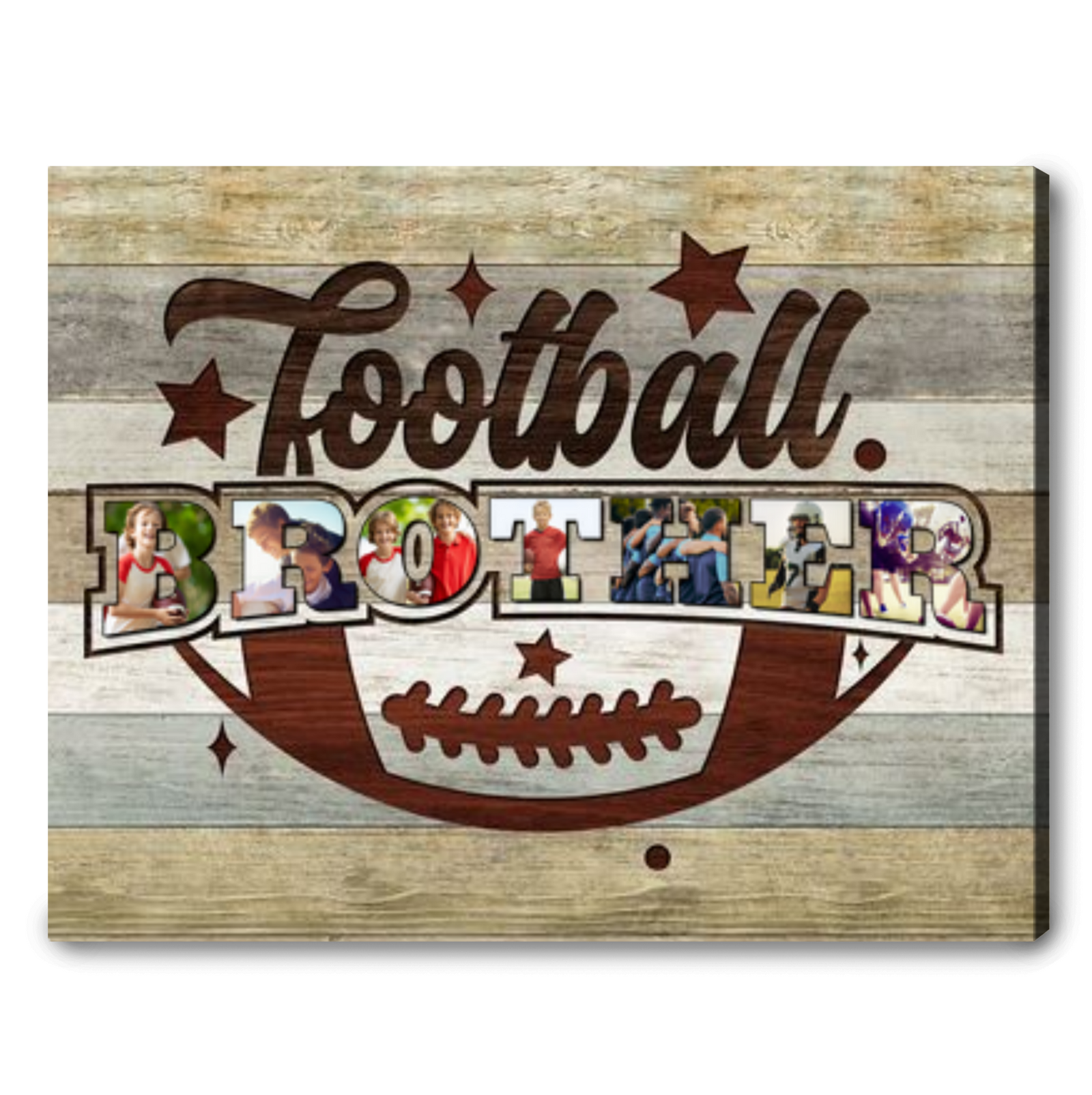 Personalized Photo Collage Gift For Football Brother Football Players Canvas Print