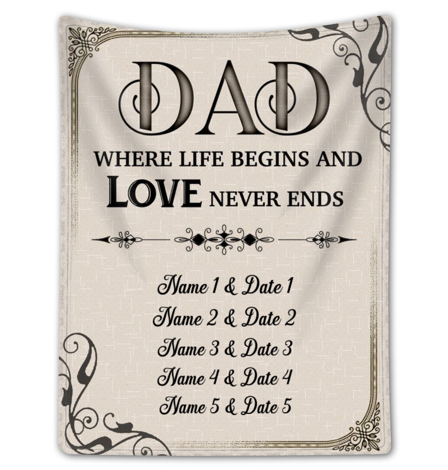 Dad Birthday Father’s Day Gift Custom Name Dad Fleece Blanket