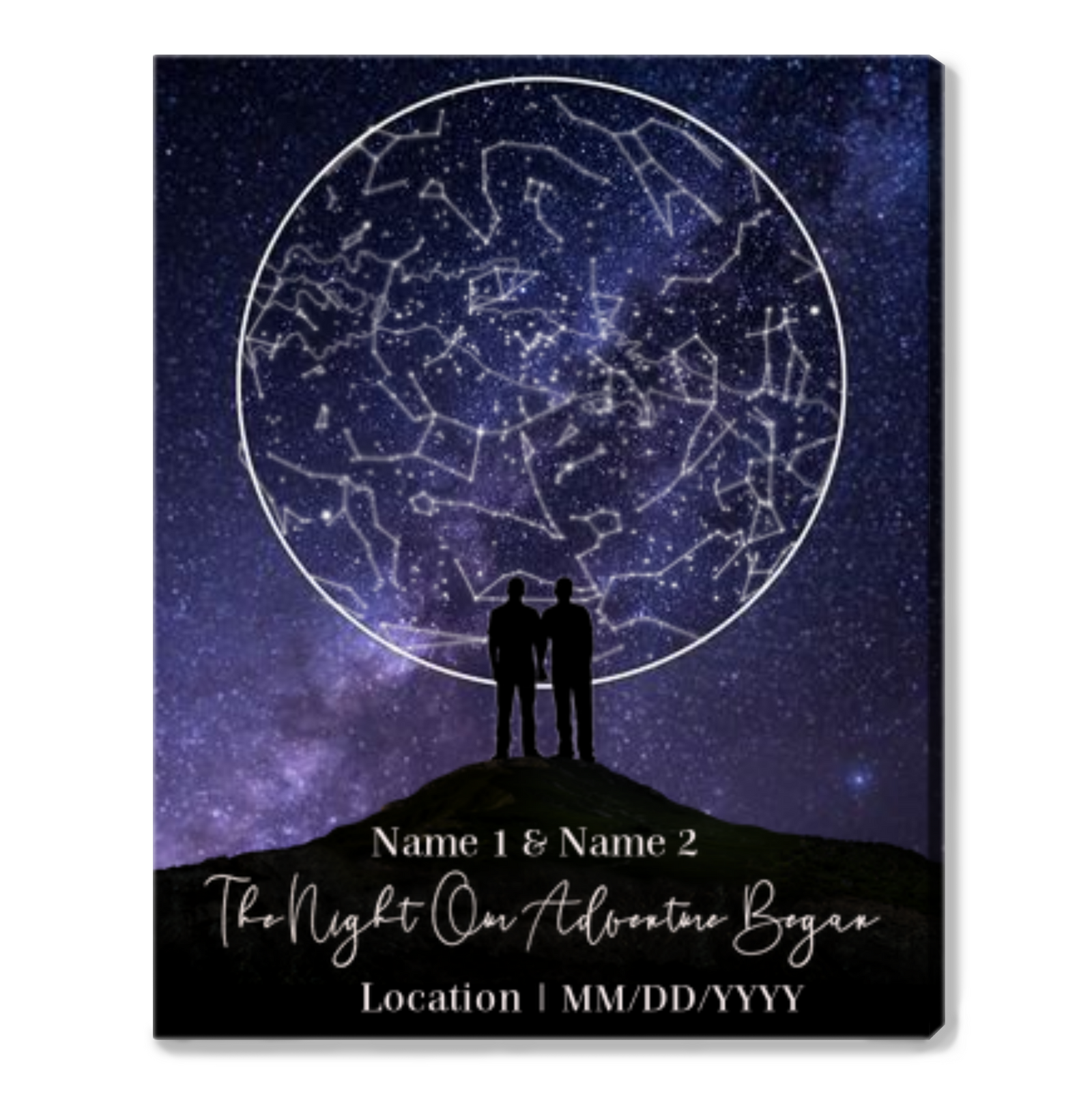 Personalized Star Map By Date On Canvas Night Sky Print Gay Wedding Gift LGBT Pride Art